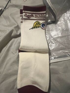 VON DUTCH ORIGINALS OS SOCKS W/LOGO WHITE BROWN NEW